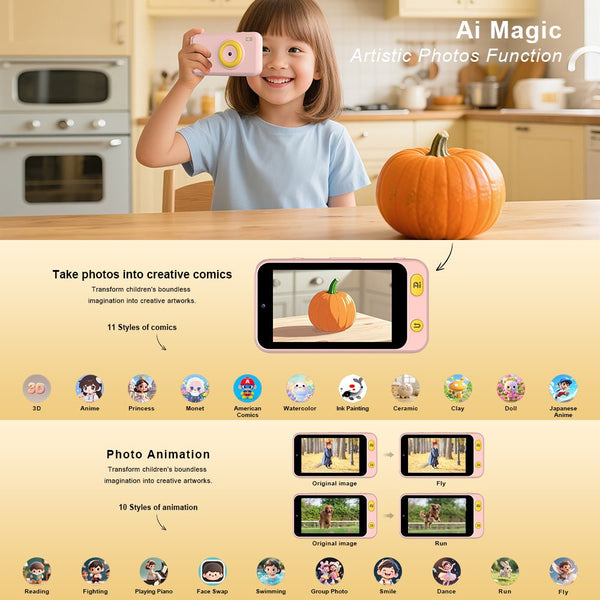 Vcivik™ AI Kids Camera — Turns Their Photos Into Stories & Cartoons, Ages 3–18 - Vcivik