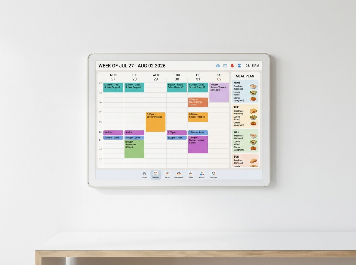 Close-up of the Vcivik calendar weekly view with meal plan